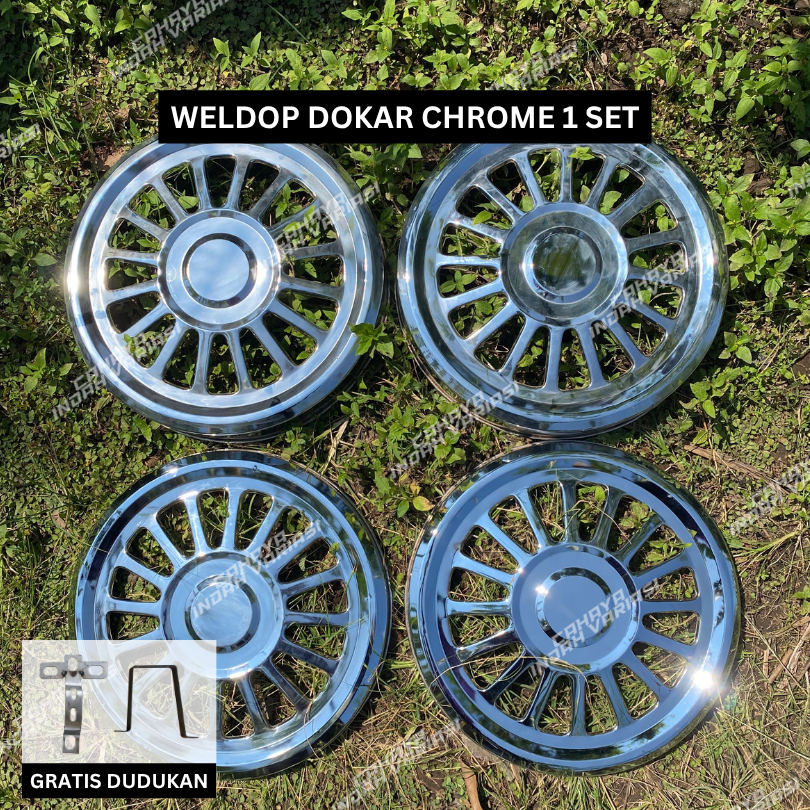 Weldop Dokar Chrome Ring 15 dan Ring 16 Depan Belakang Bonus Dudukan Truk Canter Ban Double Engkel d