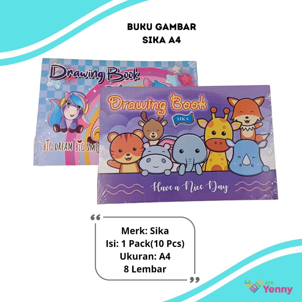

Buku Gambar Sika A4 / Buku Gambar Ukuran A4 - 1 Pack(10 Pcs) / 8 Lembar