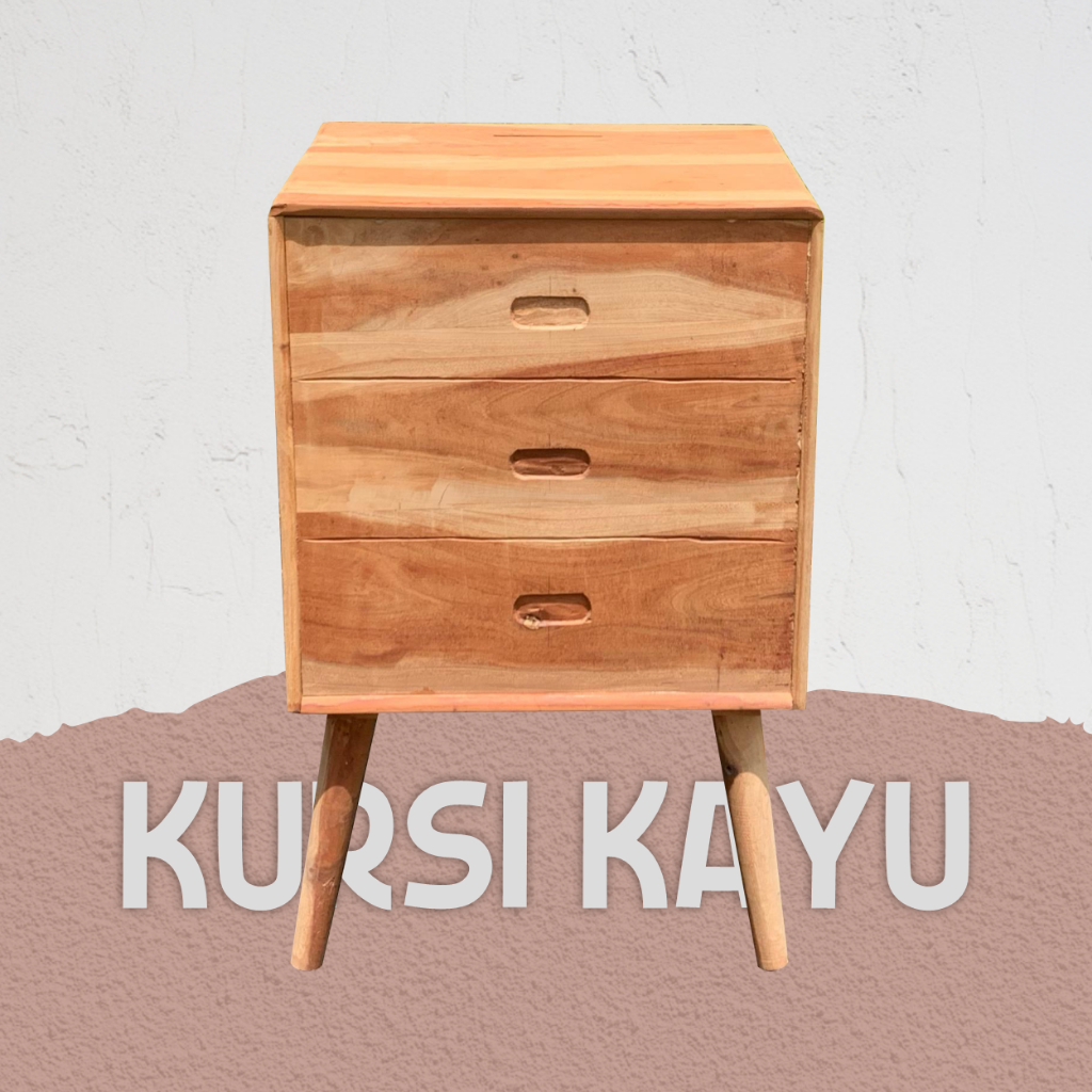 NAKAS MINIMALIS RADIO LACI 3 KAYU MAHONI