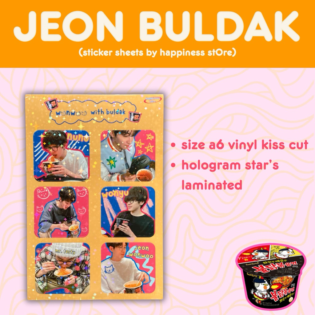 

[READY STOCK] Jeon Buldak Sticker Sheets | Sticker Wonwoo Seventeen | Sticker Wonwoo