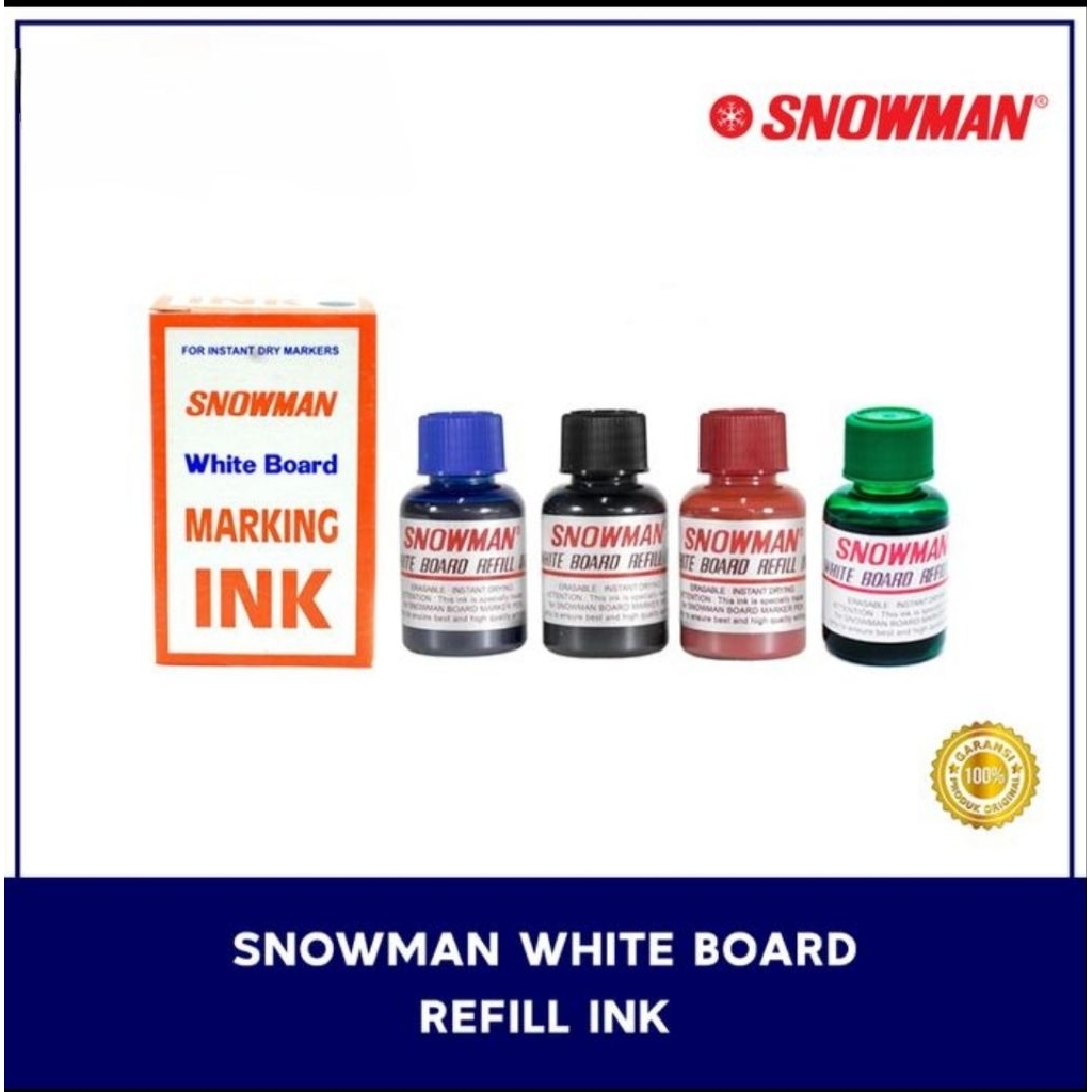 

Snowman White Board Marking Ink WBI-20 Biru / Hijau /Hitam / Merah - Doz isi 12 Pcs.