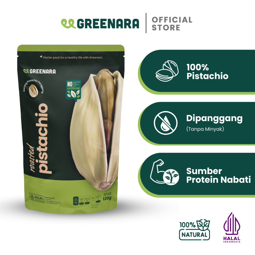 

Greenara Natural Roasted Pistachio 120gr / Kacang Pistachio Cangkang