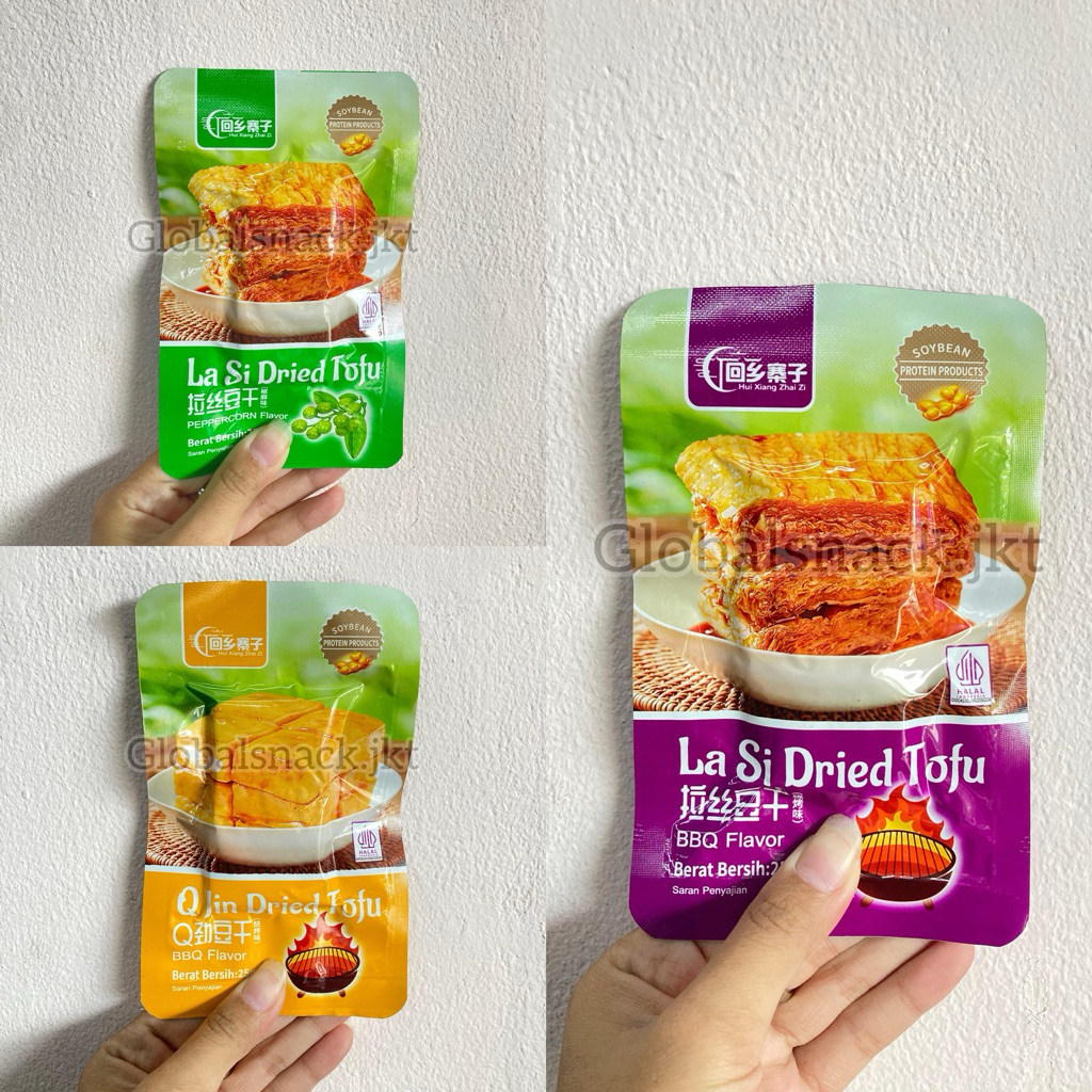 

La Si Dried Tofu Snack / Tahu Semi Kering Barbeque / PepperCorn / Spicy Hot / Q JIN DRIED TOFU BBQ