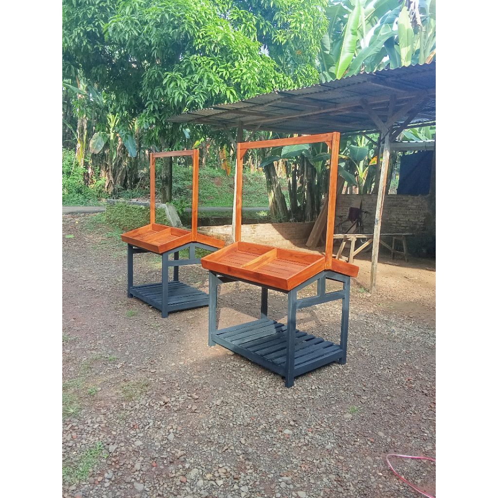 rak buah rak sayur serbaguna kayu jati minimalis uk 100x85