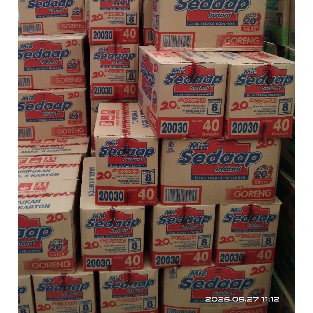 

Mie Sedapp Goreng/rebus 1 Dus isi 40 pcs (per pcs @Rp 2.875)