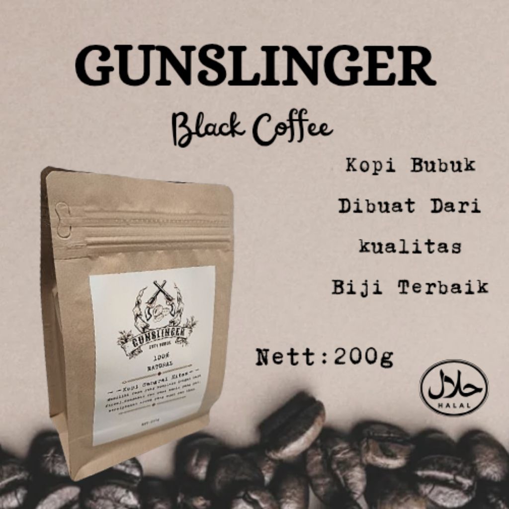 

Kopi Hitam Bubuk GUNSLINGER Spesial (200g) - 100% Natural Coffee