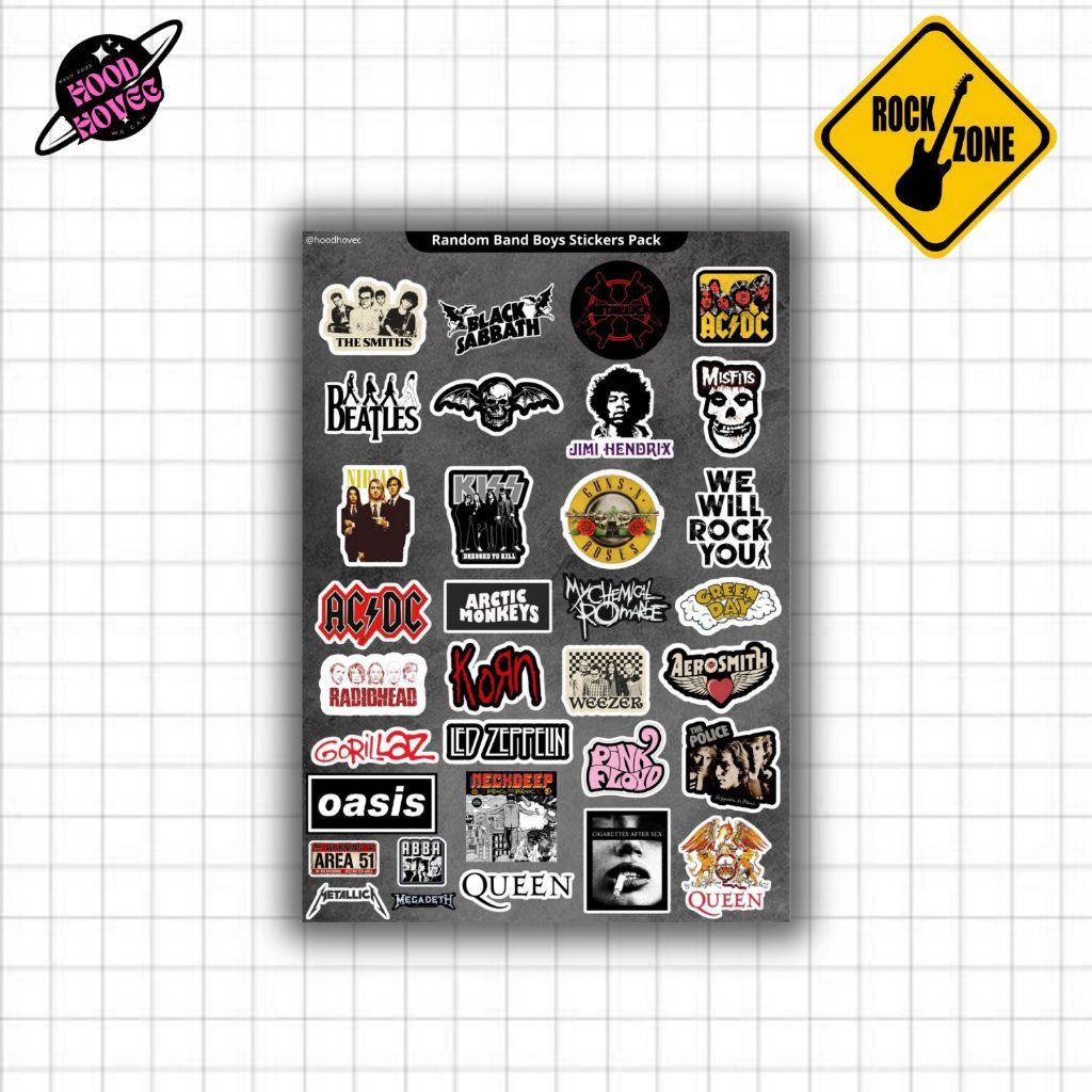 

RANDOM BAND STIKER PACK 30 PCS VINYL GLOSSY
