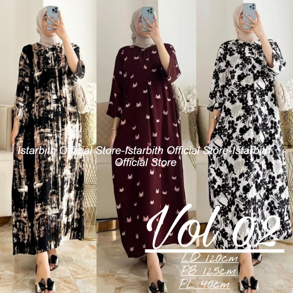 Daster Gamis Rayon Premium Motif Kekinian - Daster Daily Lengan 3/4 - Daster Adem Busui Friendly VOL