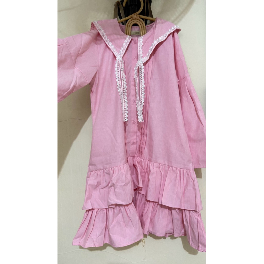 preloved Baju dress Miroir -winter pink dress