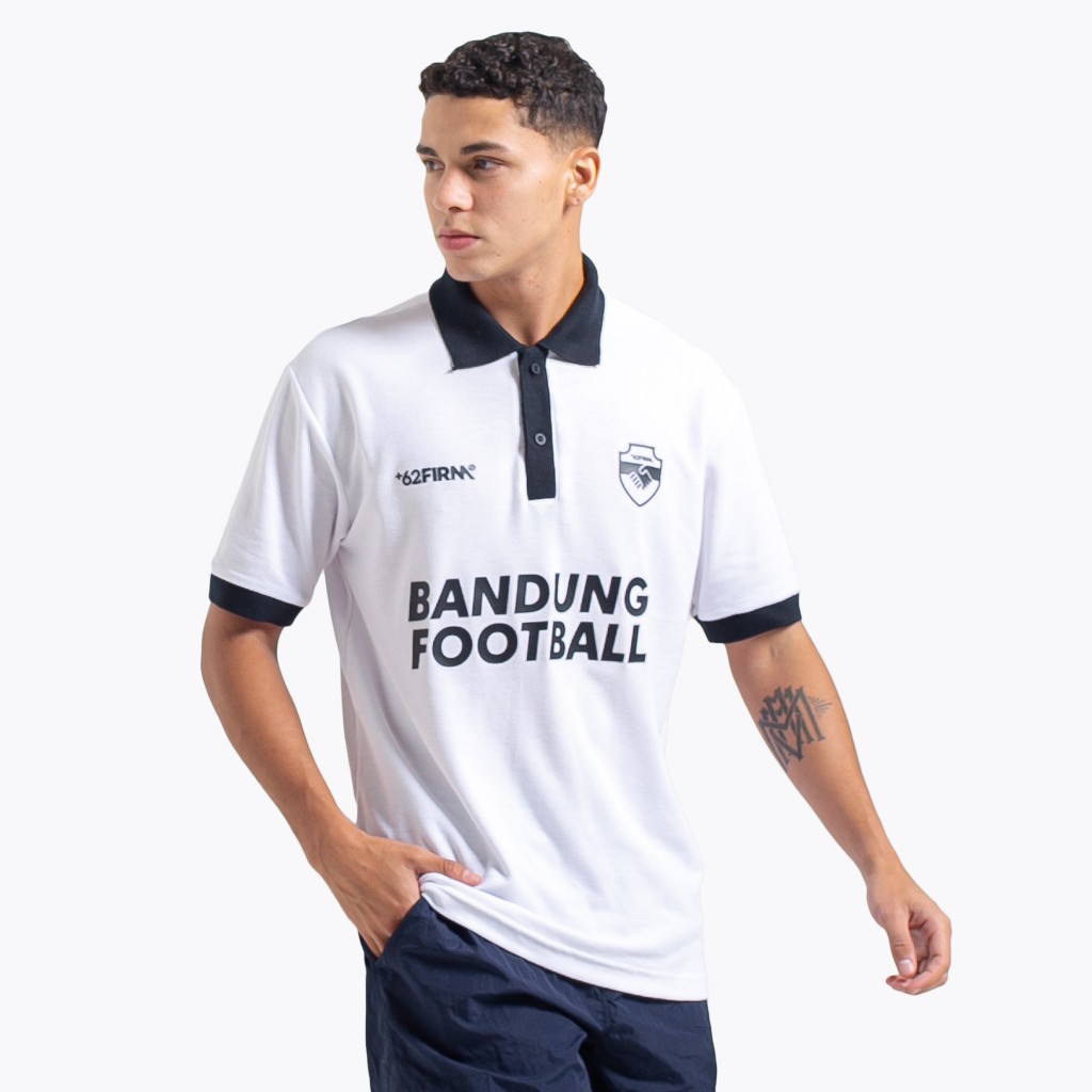 62Firm Polo Shirt Bandung Football Retro Pannelled White