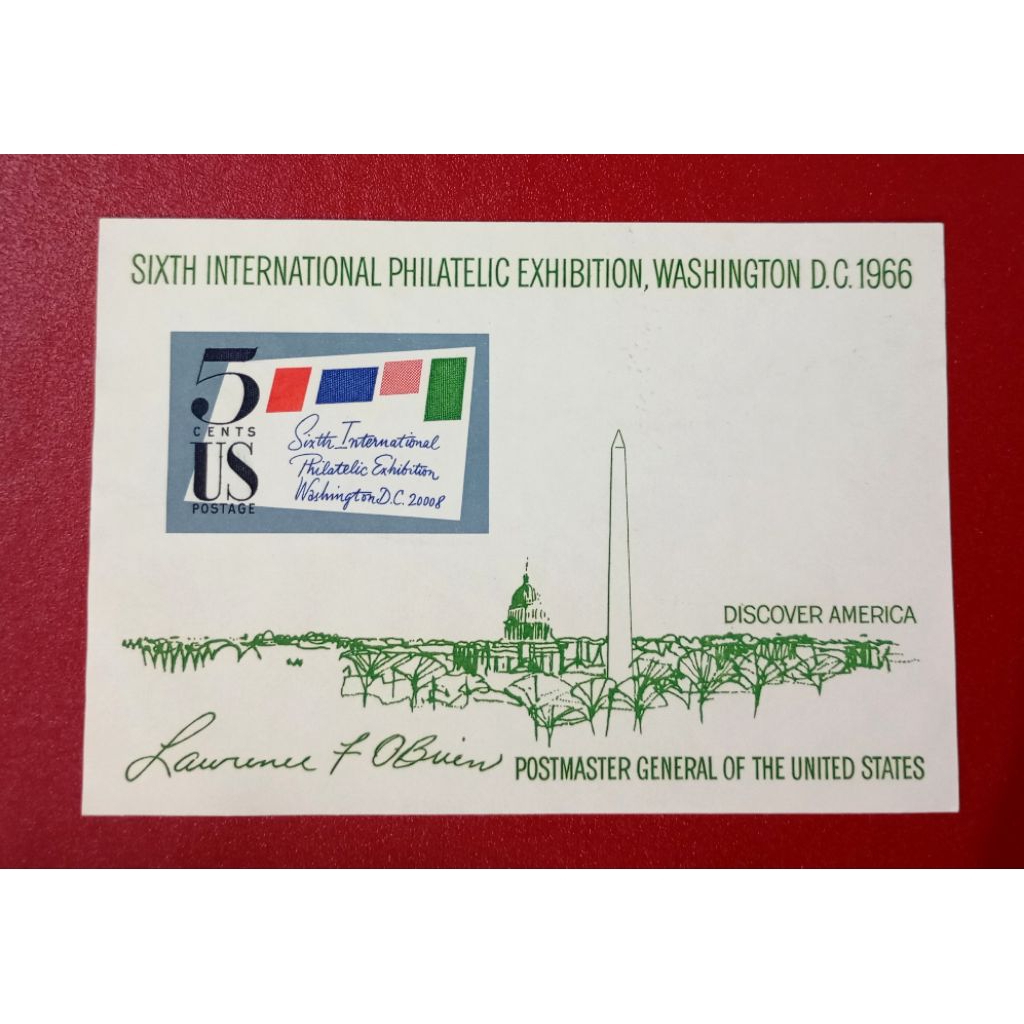 

SS SOUVENIR SHEET USA SIXTH INTERNATIONAL PHILATELIC EXHIBITION