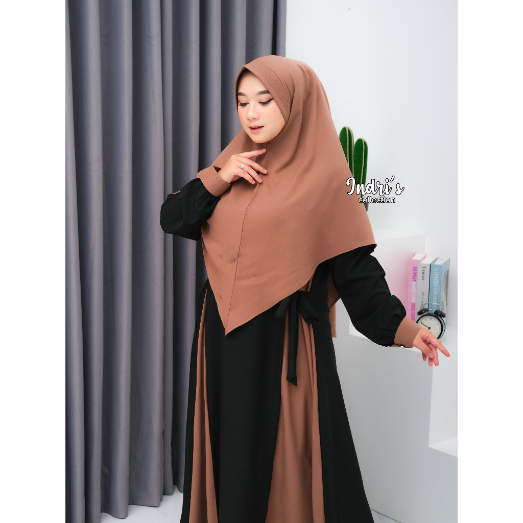 Gamis Syari Set Hijab  Himar Terbaru 2026 - Abaya Basic 2 Warna  Bahan Ity Crepe Premium