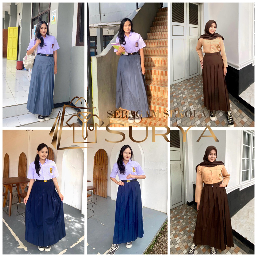 ROK SEKOLAH SMP SMA REMPEL FULL/REMPEL BAWAH PINGGANG- seragam sekolah - rok rempel smp sma - rok se