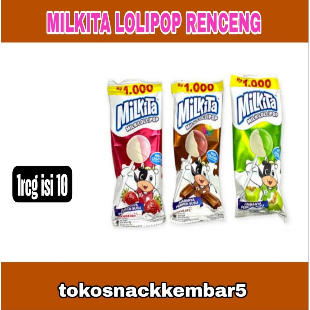 

MILKITA LOLIPOP renceng Coklat Melon Strawberry