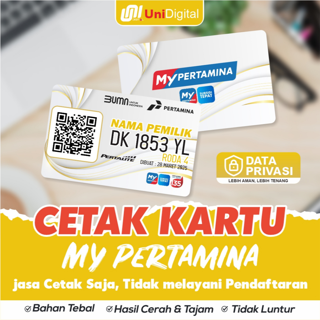 

Kartu MyPertamina Bahan Tebal Anti Air Silver Gold Elegent