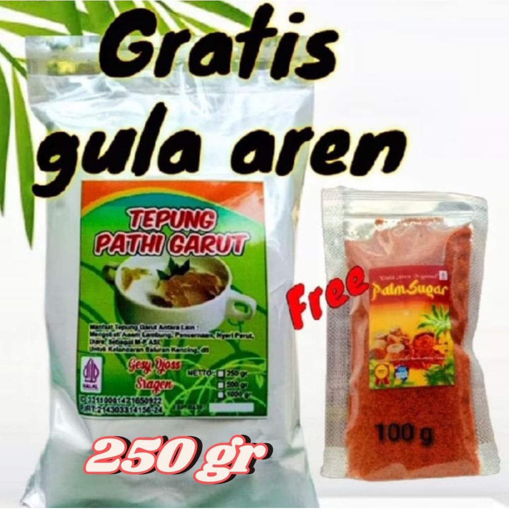 

Tepung Pati Garut kemasan 250g free 100 gram gula aren