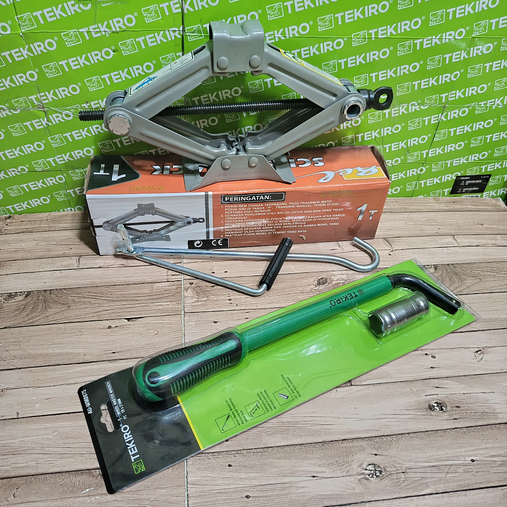 Paket Dongkrak Jembatan Ulir 1 Ton / Tekiro Kunci Roda Mobil Tarik Wheel Master Wrench 19 X 21 Mm Te