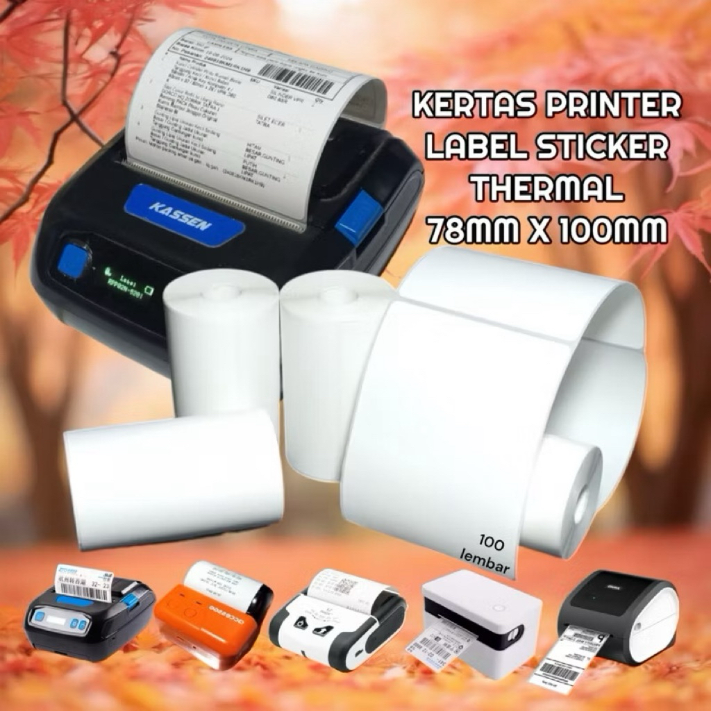 

Kertas Resi Label Sticker Printer Thermal Barcode Direct Termal 78X100 78MMX100MM 1Line 100Lembar 1Roll Thermal Stiker Paper 76X100 80X100