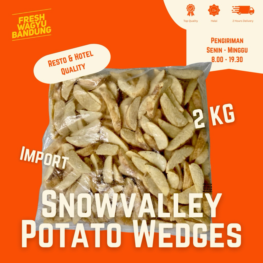 

POTATO WEDGES CURAH SKIN ON IMPORT FROZEN Kentang Goreng 2KG