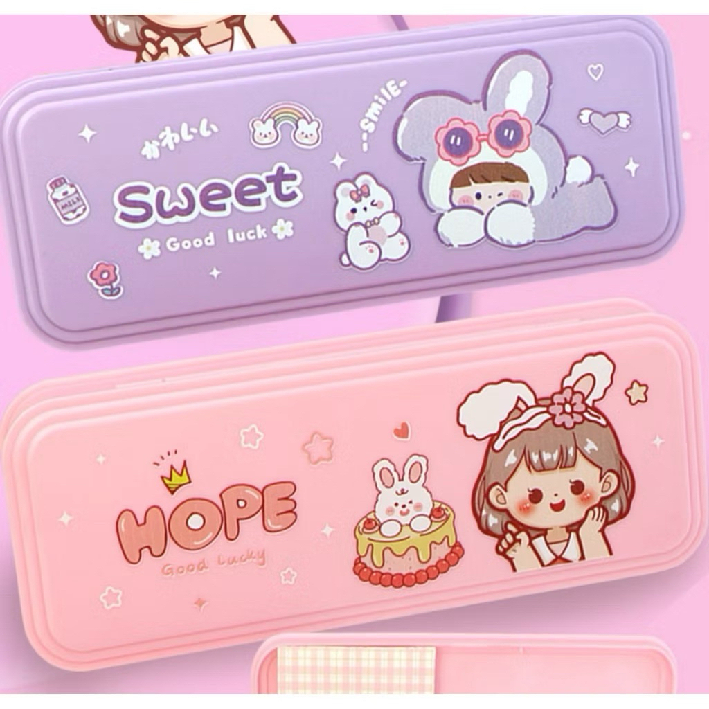 

Kotak Pensil Anak Sekolah 1 Tingkat Stiker Gambar Kartun 2D / Tempat Pensil Anak Unisex