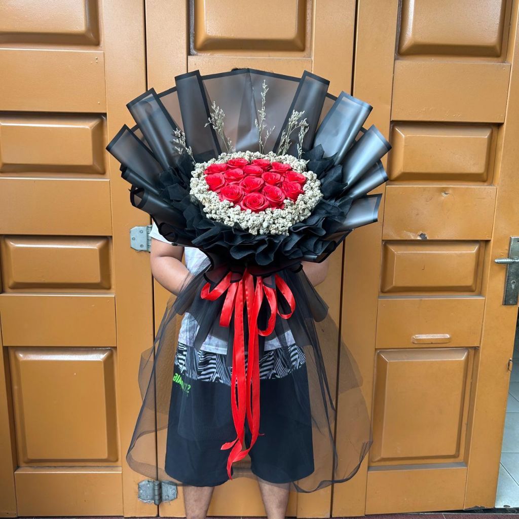 buket  bunga artificial mix edelweis asli