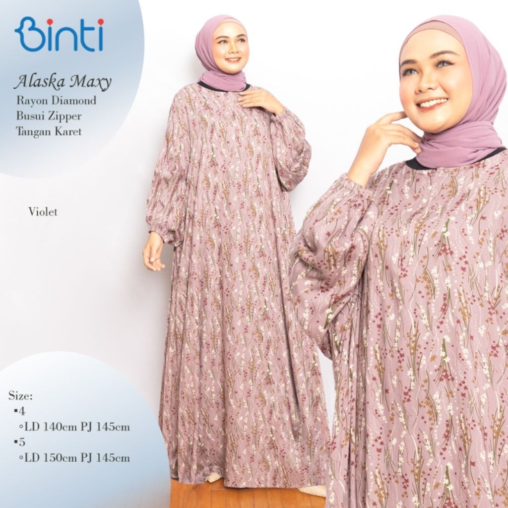 ALASKA DRESS JUMBO LD 140-150cm BAHAN RAYON DIAMOND BY BINTI GAMIS JUMBO TERBARU