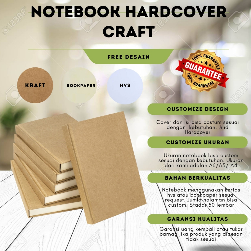 

Notebook Hardcover Kraft| Ukuran A5/A6 | Bisa Custom