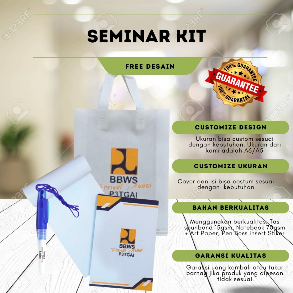 

Paket Seminar Kit Custom – Tas, Notebook, Pulpen | Free Desain & Cetak Logo