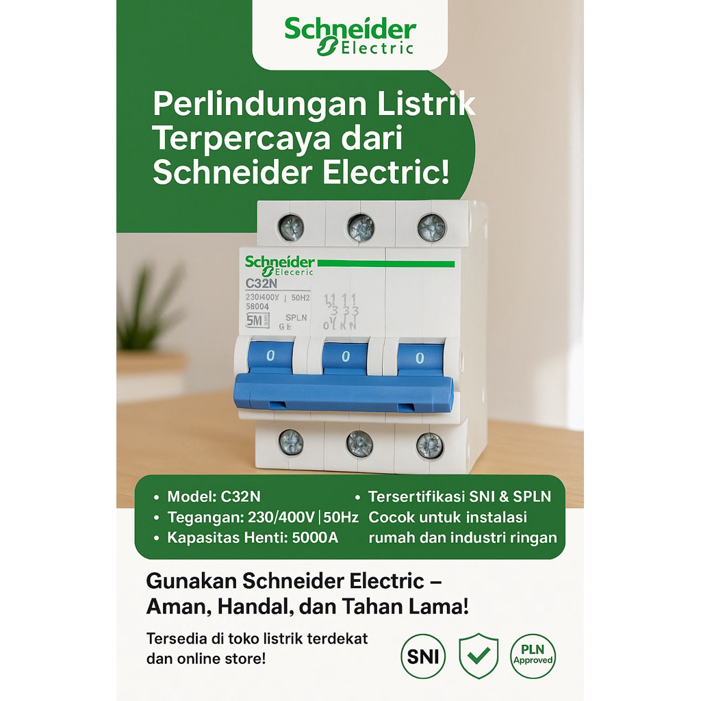 Mcb 3phase Cl35 c32n original schneider pln