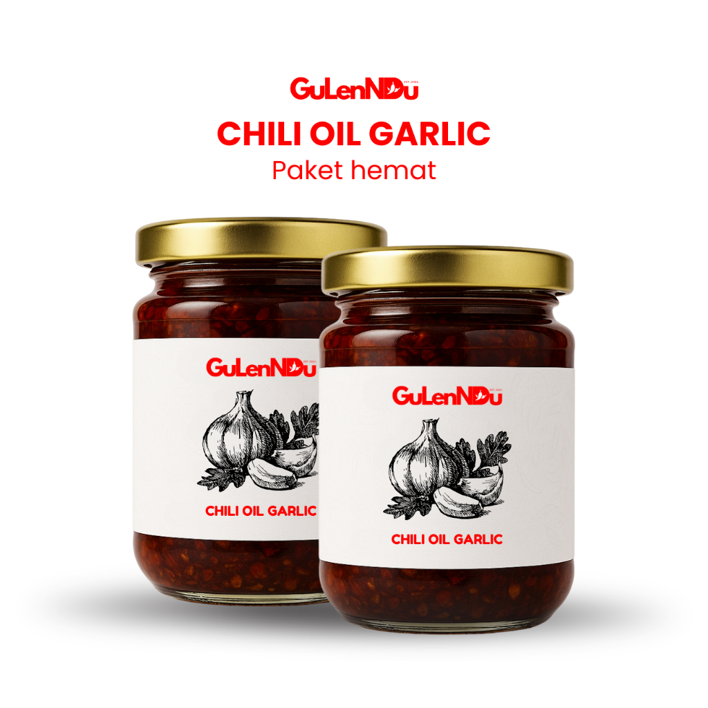 

Chili Oil Garlic Halal Pedas Sambal Serbaguna Paket Hemat 2 Botol Masing Masing 200 Gram
