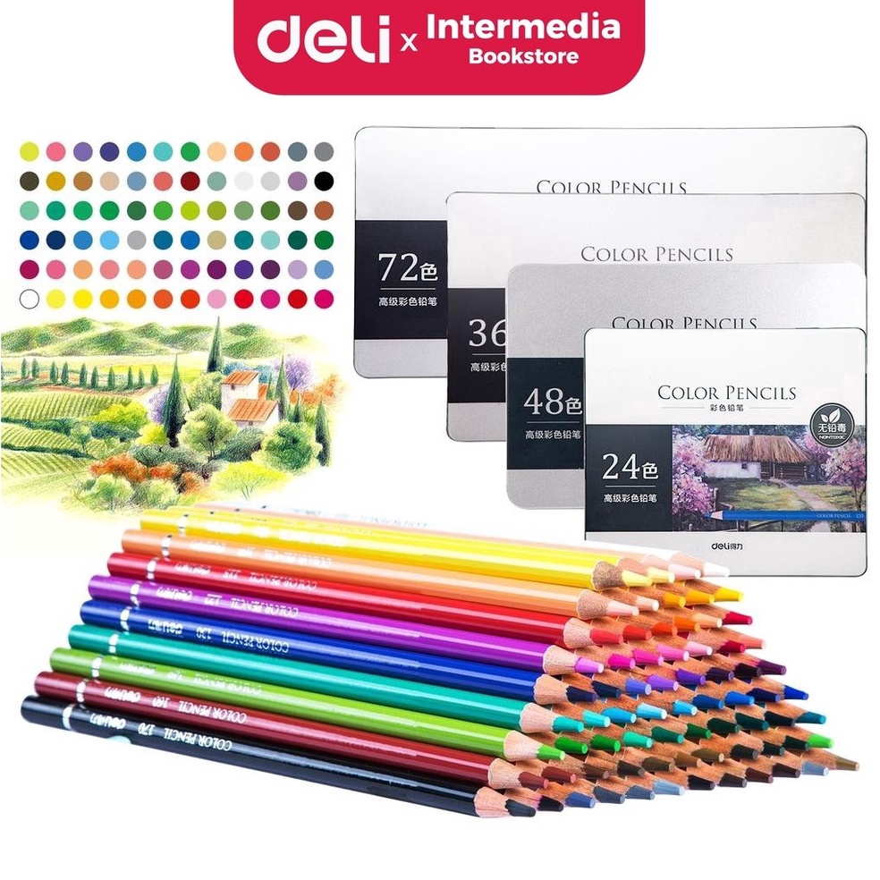 

KODE G44F Deli 6568 Highgrade Oil Pencil Color Pensil Warna Minyak 72 Warna