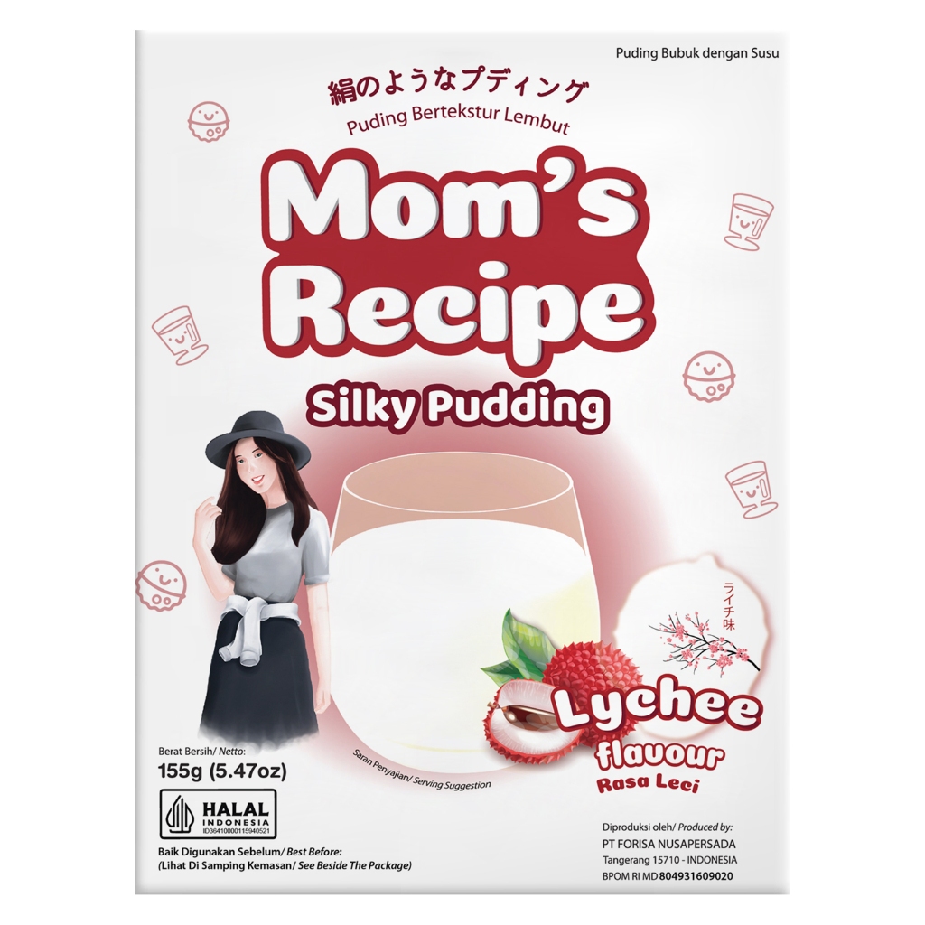 

mom's recipe silky pudding lychee 155g kemasan box