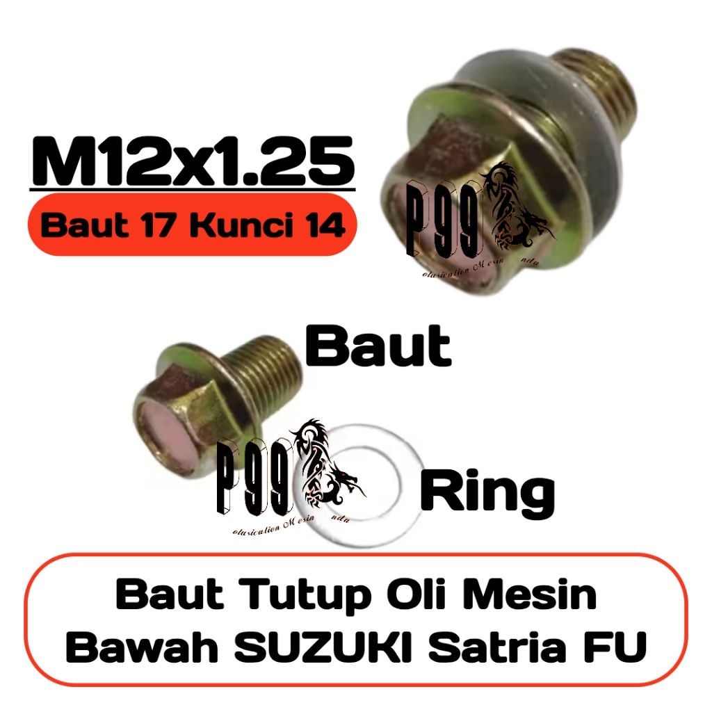 Baut tutup oli baut tap oli mesin bawah suzuki satria fu m12×1.25 drat baut 17