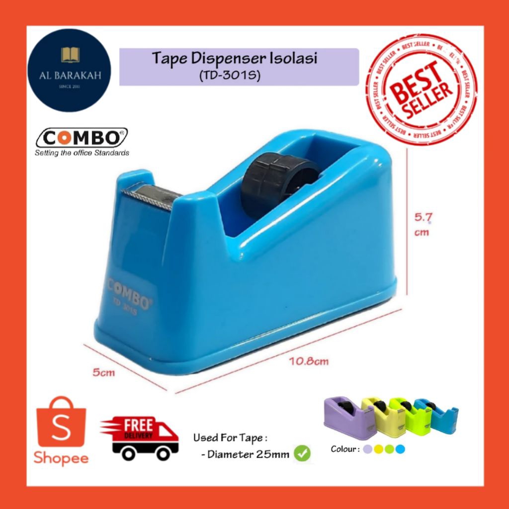

Tape Dispenser isolasi TD-302S COMBO / Tape Dispenser Isolasi / Dispenser Lakban / Dispenser Solatip TD-302S COMBO / Dispenser Meja