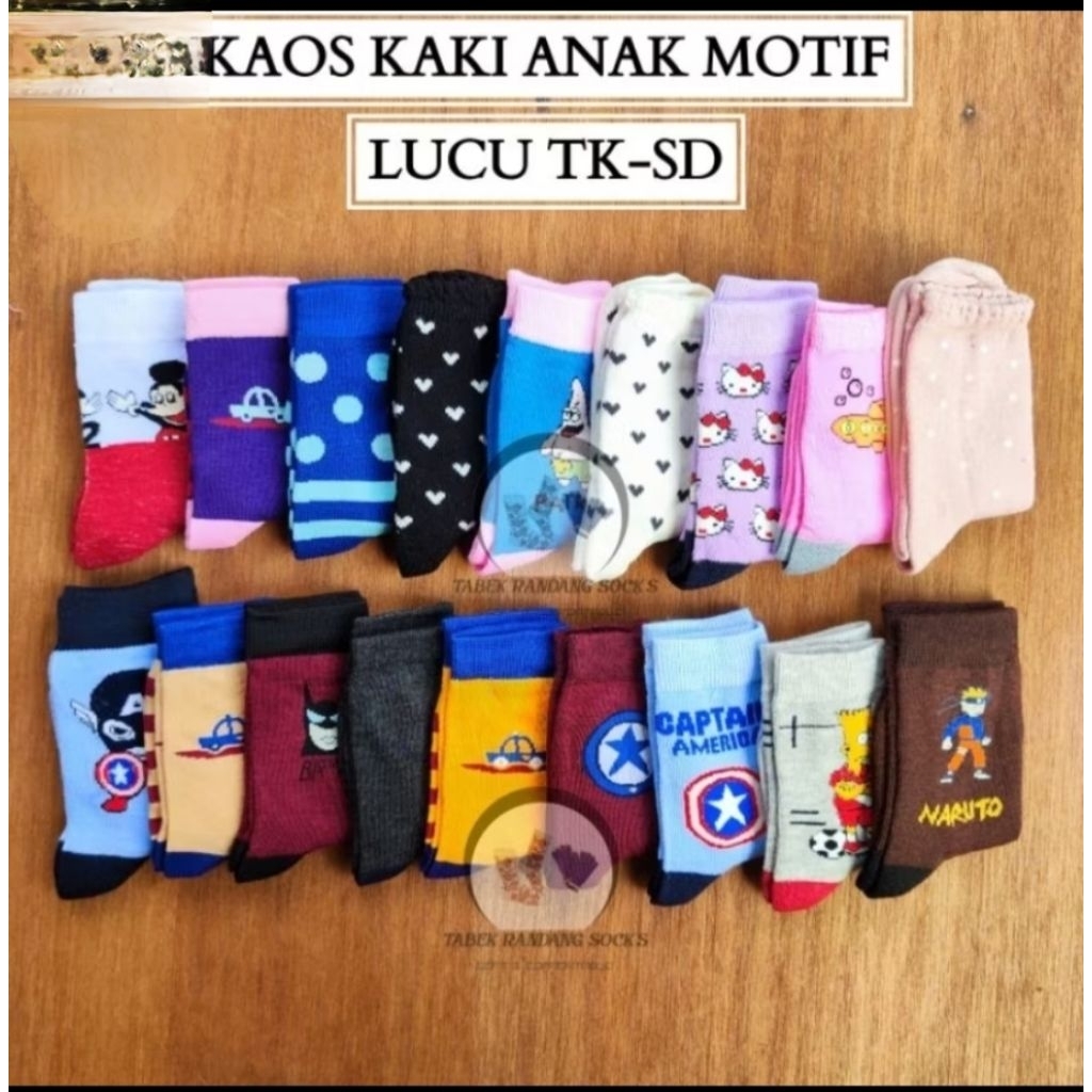 Kaos Kaki Anak TK SD Motif Lucu Anak Cewek dan Cowok