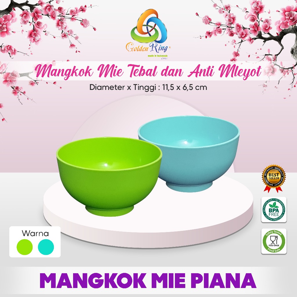 ( 6 PCS ) Mangkok Mie Piana/Mangkok Plastik / Mangkok Lucu / Mangkok Kuah