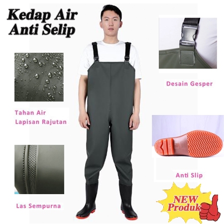 Sepatu Boot Karet Petani Sawah Panjang Celana Safety Wader Pants Anti Air