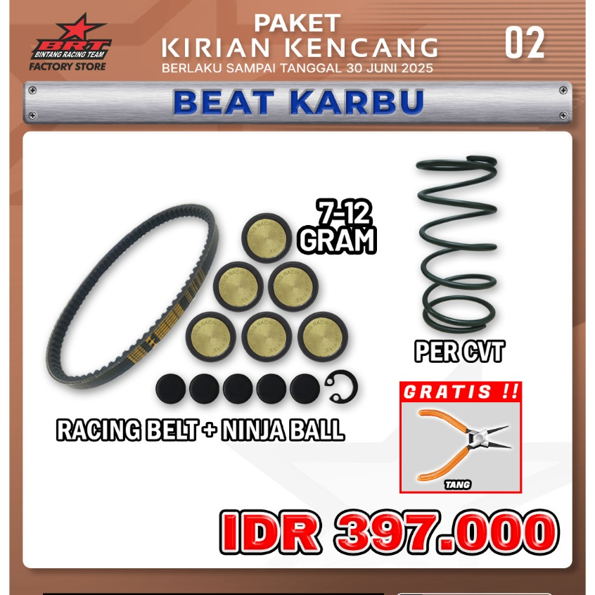PAKET KIRIAN KENCANG BRT/BEAT KARBU/ RACING BELT/NINJA BAL/ PER CVT BRT