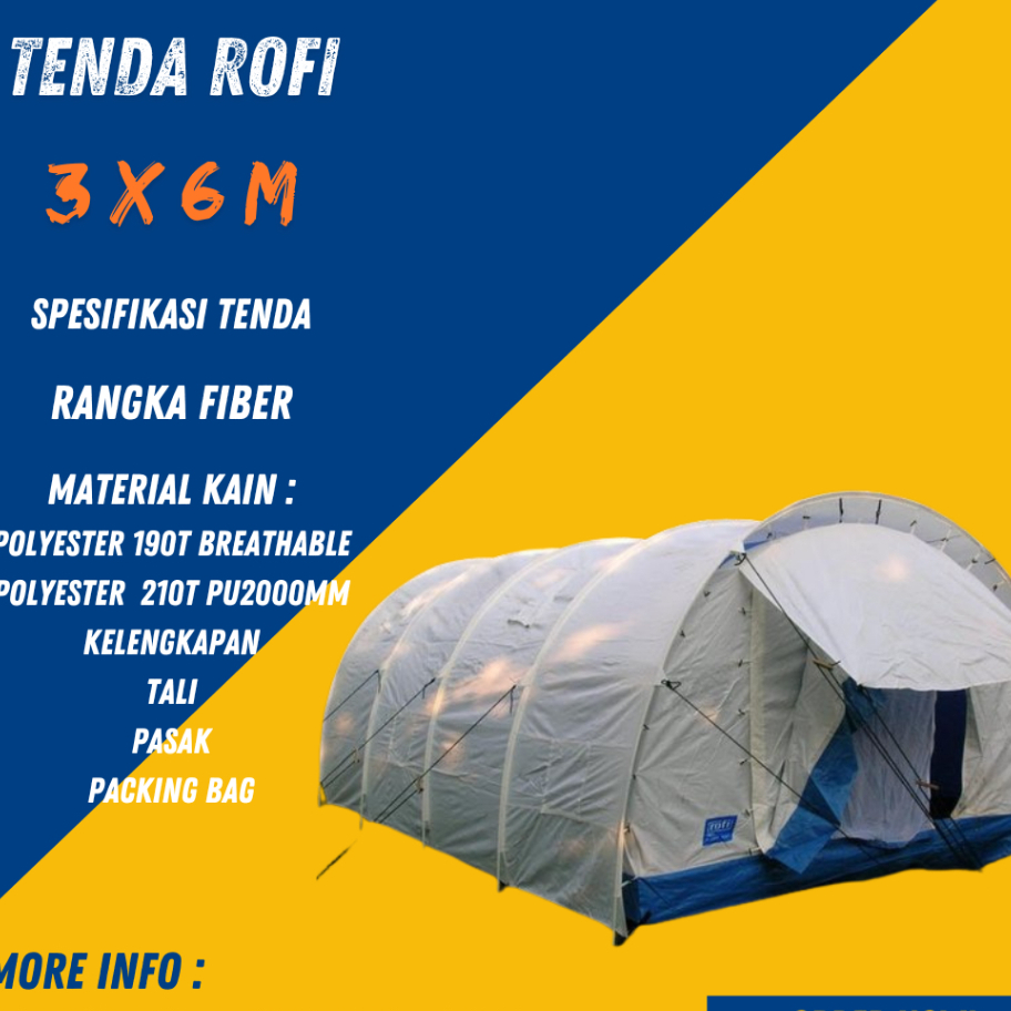 TENDA ROFI / KELUARGA / LORONG UKURAN 3X6 BAHAN RIPSTOP DOUBLE LAYER
