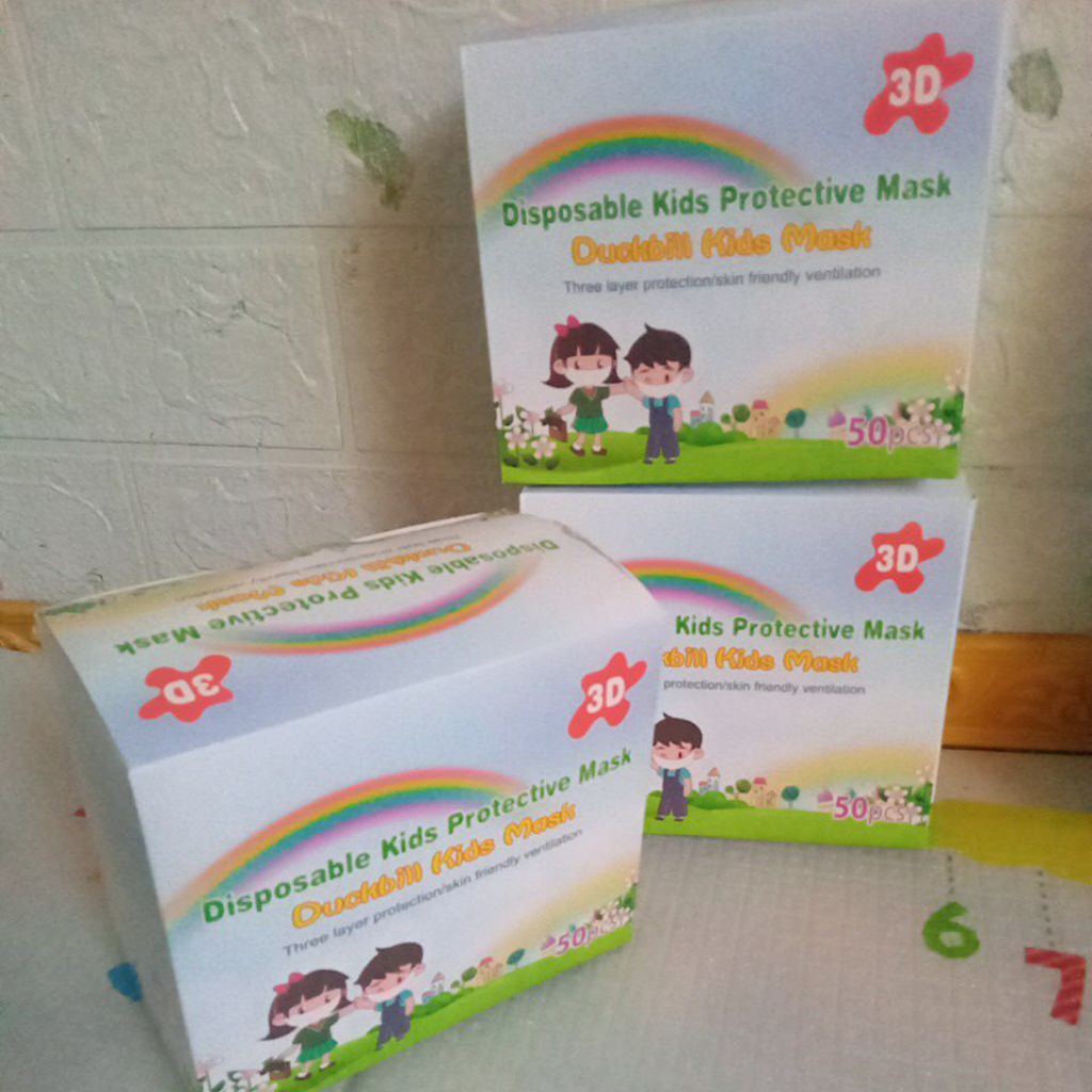 Masker Duckbill anak warna warni 3 ply