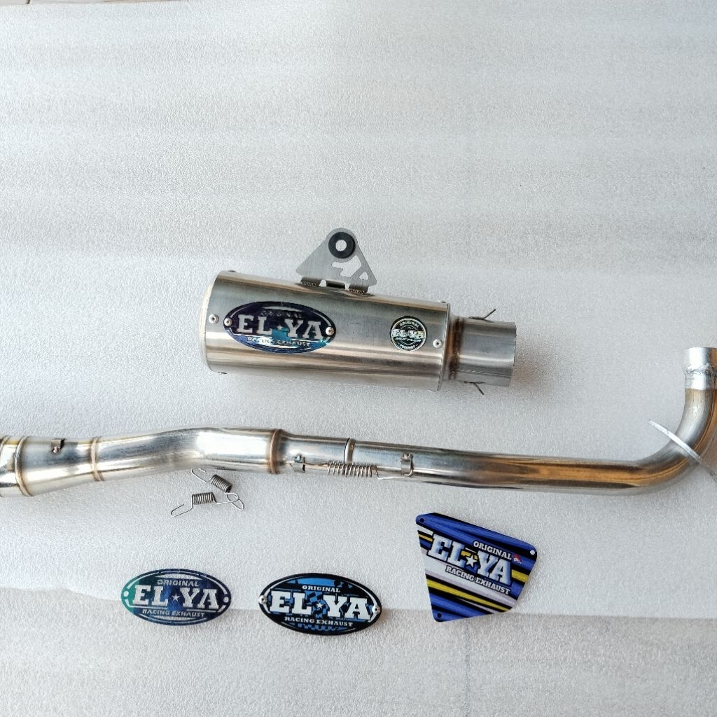kenalpot original ELYA emblem titanium leher netral pnp Jupiter vega astrea grand prima Shogun smash