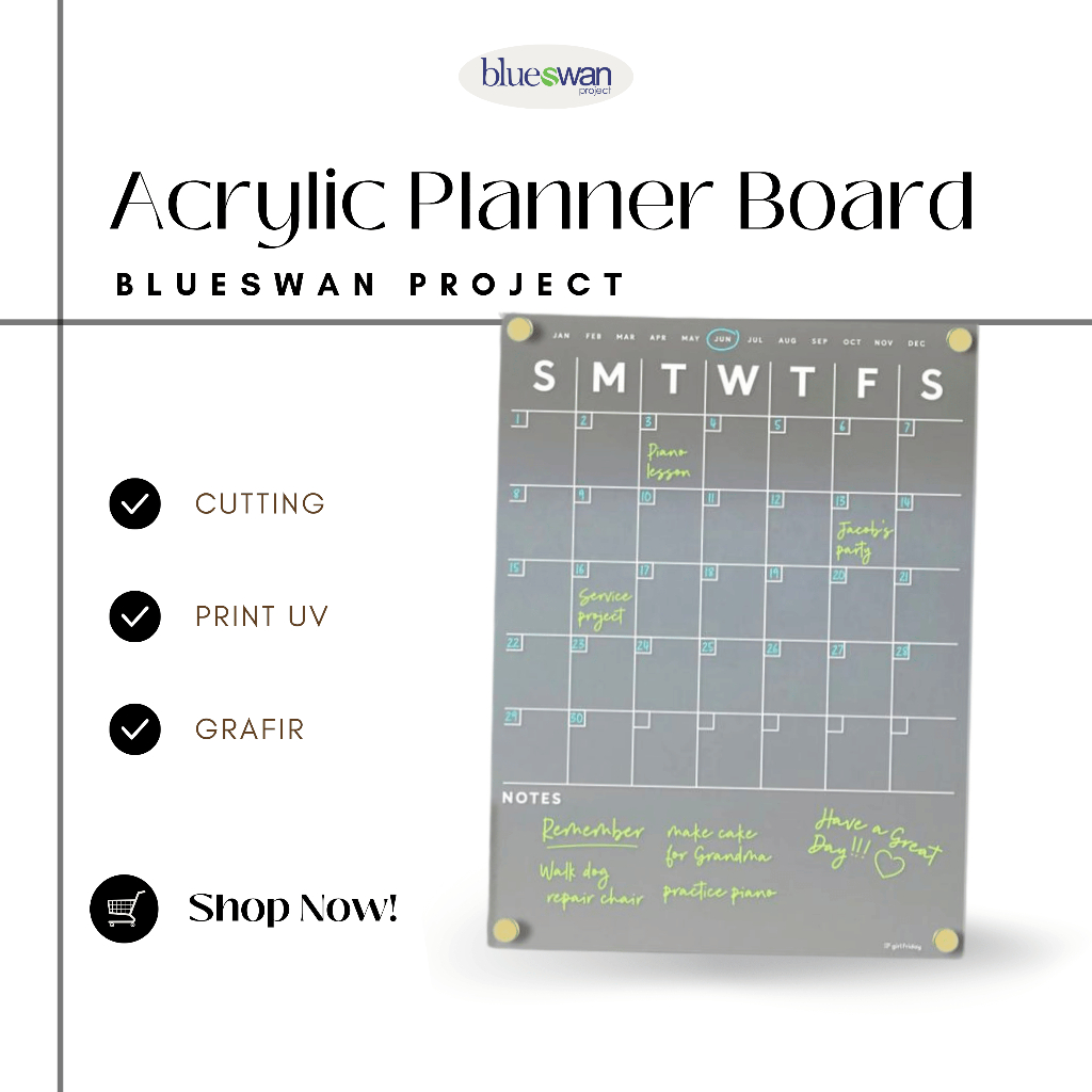 Acrylic Planner Board Magnet || Akrilik 2mm || Weekly & Monthly || Portrait & Landscape