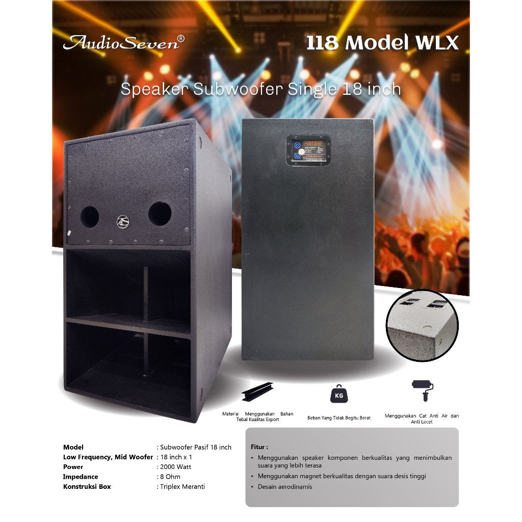 Speaker Pasif / Passive Subwoofer 18 inch WLX Audio Seven Original High Quality
