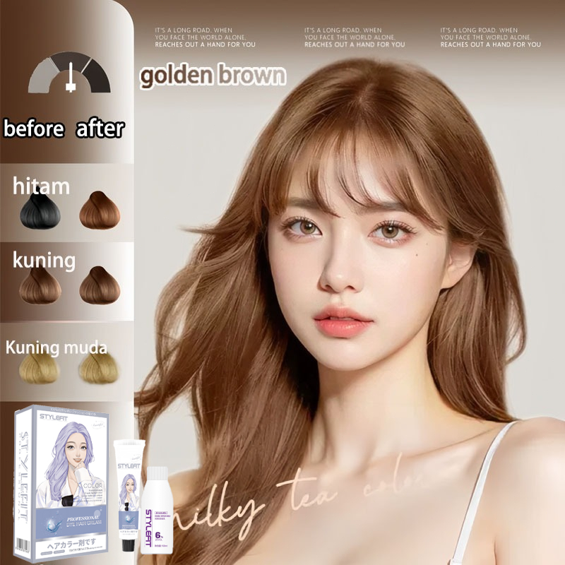 【Best seller】cat rambut golden brown*200ml Tidak perlu bleach,menutupi uban,bisa dipakai di rumah(ca