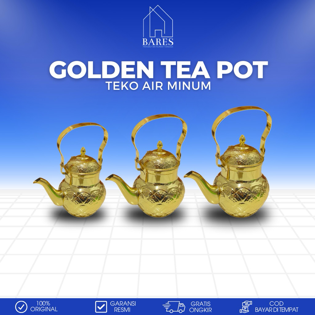 Teko Antik Emas Cantik GOLDEN TEA POT Stainless steel Awet Original