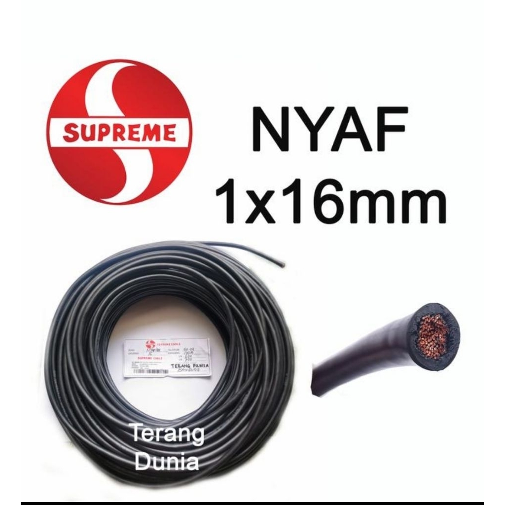 Kabel Supreme NYAF 16mm Kabel Tunggal Serabut 16mm Kabel Supreme 1x16mm Kabel 1x16mm Serabut Meteran