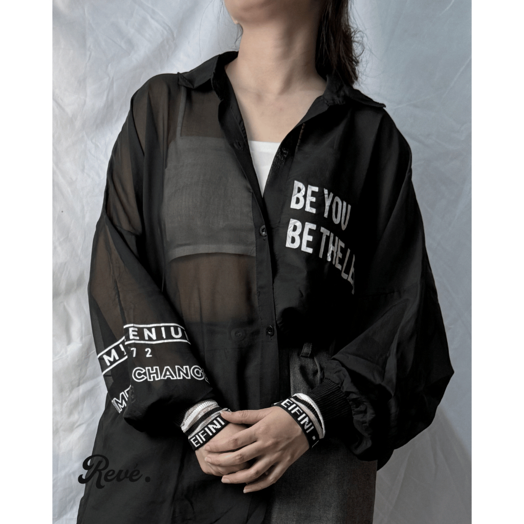 Outer transparan hitam y2k modern/ jaket transparan/ western style/outer /long outer/Korea Chinese s