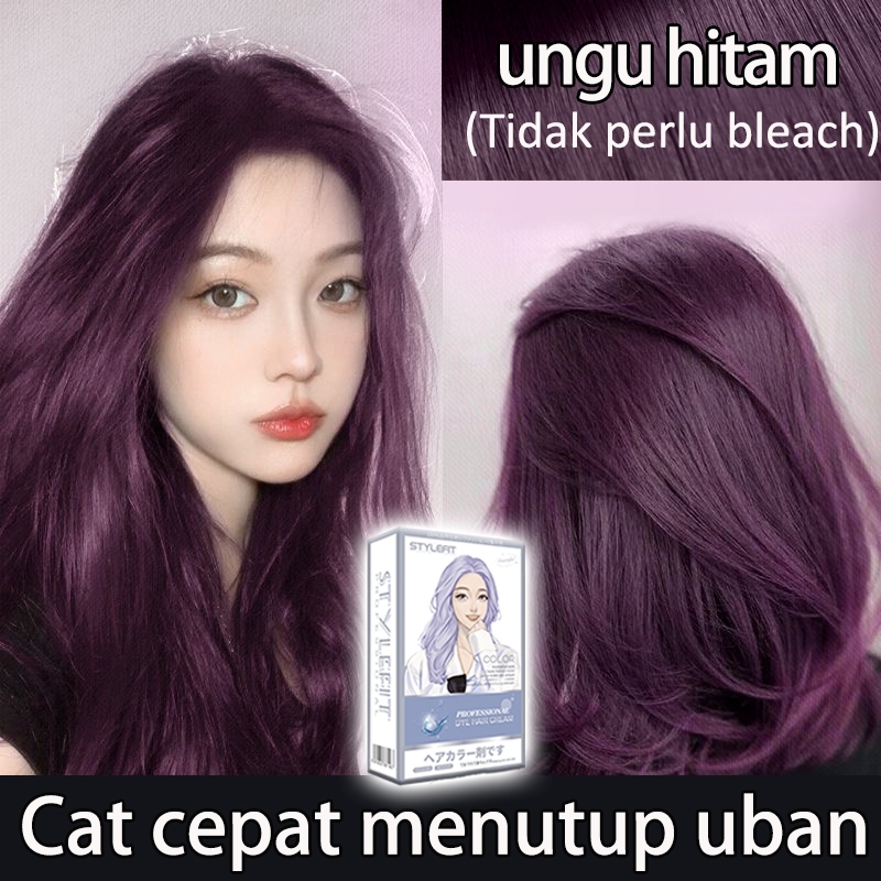 【Pengiriman cepat】 cat rambut ungu hitam*200ml Tidak perlu bleach, bagus terang dan menarik（cat ramb