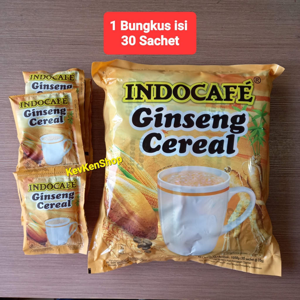 

Indocafe Gingseng Cereal Sereal Saset Instant Harga per Bungkus isi 30 Sachet