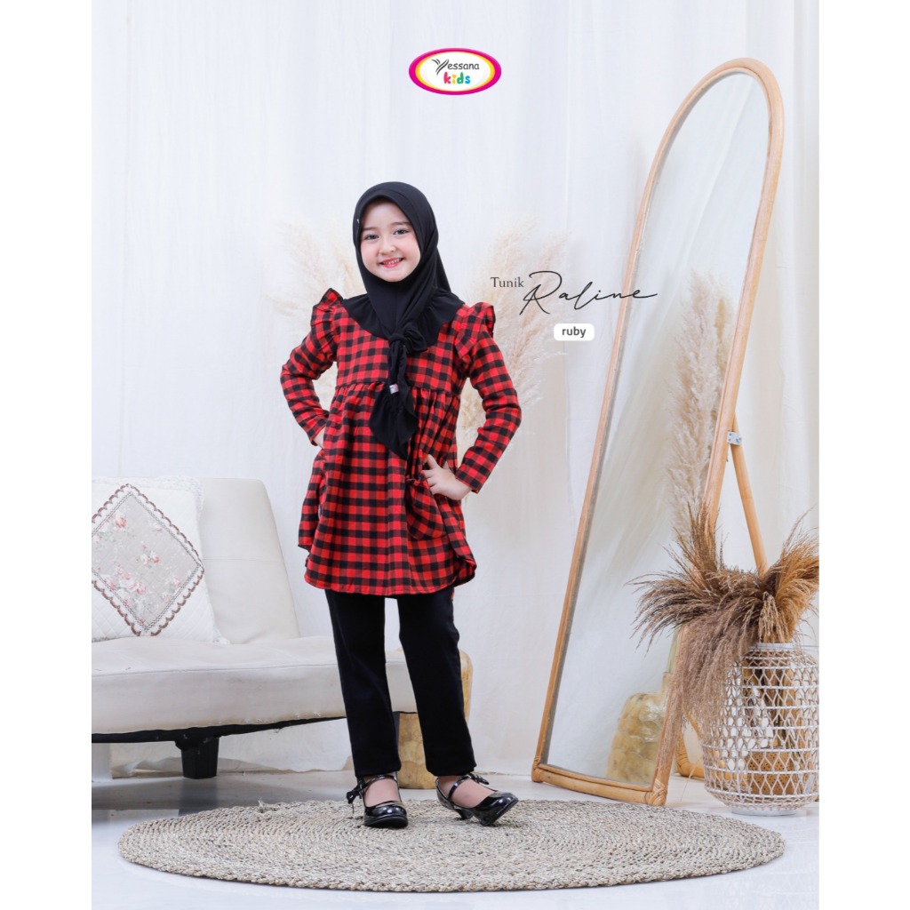 Tunik anak kotak-kotak flael Cotton Tunik Raline Yessana
